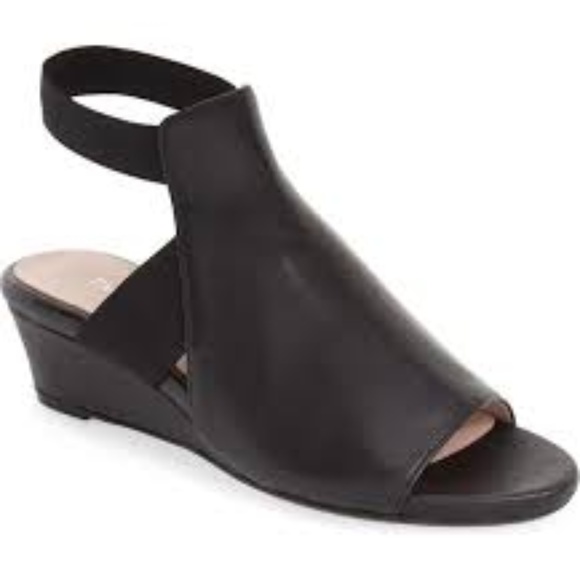 Taryn Rose black slingback wedge sandal Shye 7.5 - Picture 1 of 6